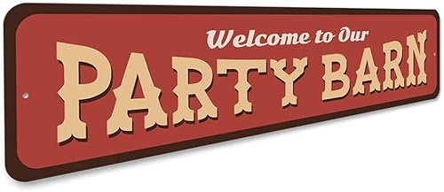 Miniatura 3 de Letrero de aluminio con texto en inglés "Welcome to Our Party Barn", Old Western, Country Life, decoración de casa de campo, letrero de aluminio