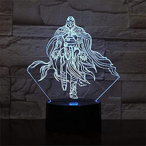 GEZHF 3D Optical Illusion Lamp 3D Night Light Mario Kart 16 Colors Dimmable USB Powered Touch Control with Remote Creative Gifts for Boys Age 10-Assassin's Creed Cover