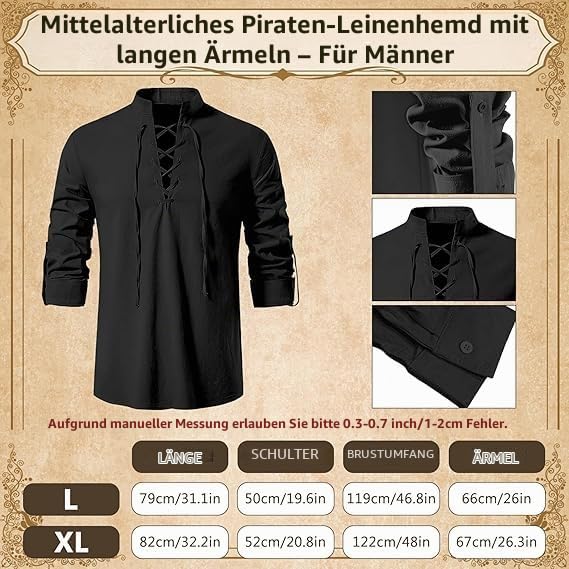 7-teiliges Mittelalter Kostüm für Herren mit Schulterpanzer und Zubehör