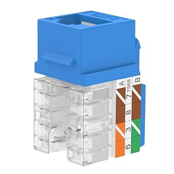 25 - عبوة CAT6 Keystone Jack Modular Crimp Connector، UTP، 90 110 IDC مع أغطية، RAL أزرق، إنهاء بدون أدوات