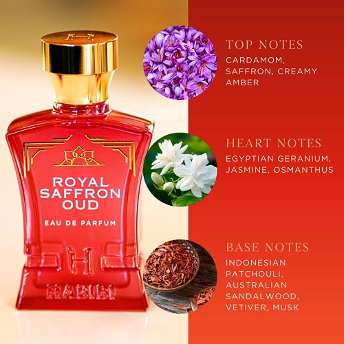 H Habibi Royal Saffron Oud Perfume For Men & Women - Warm, Woody, Aromatic Fragrance For Men & Women - With Notes Of Jasmine, Patchouli, Sandalwood & Amber Perfume - Men's & Women's Eau De Parfum #TOP4