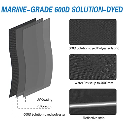 Upgraded Fade and Crack Resistant Trailerable Jet Ski Cover, Heavy-Duty Waterproof and UV Protection PWC Cover,Jetski Watercraft Cover with Reflective Strips Black Fits from 136\"-145\"(3 Seater)
