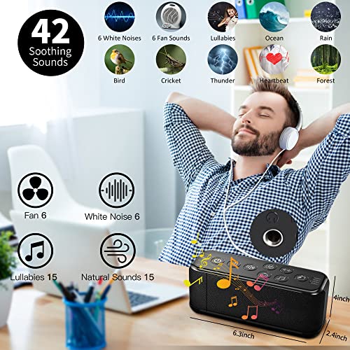 White Noise Sound Machine,42 Soothing Natural Sound,USB Rechargeable&Headphone Jack Runs for 8-42 Hours,Pefect for On-The-Go,Noisy Cancelling,Office Privacy,Sleep Therapy | AC Adapter Included - Thumbnail 3