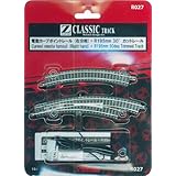 ロクハン Zゲージ R027 電動カーブポイントレール 右分岐