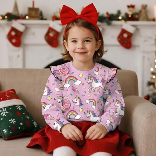 Girls Sweatshirt Toddler Crew Neck Sweatshirts Aesthetic Long Sleeve Shirts Tops with Ruffle Sleeves Fall Clothes4