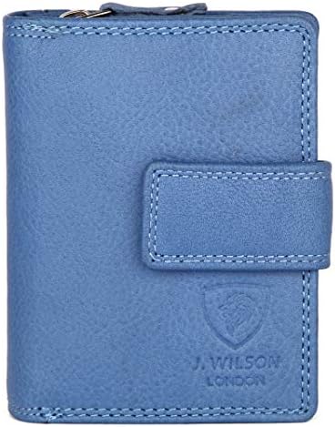 J. Wilson London Ladies RFID Safe Designer Soft Leather Purse Card Women Clutch Wallet with Zip Pocket Gift Boxed