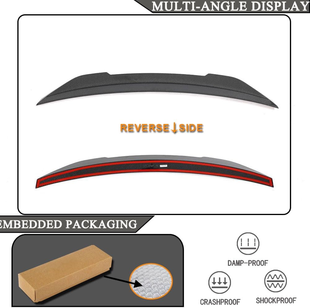 Stinger Carbon Fiber Trunk Spoiler for Kia Stinger 2018-2023 Auto Car Rear Boot Lid Highkick Spoiler Wing Lip (Rear Spoiler)