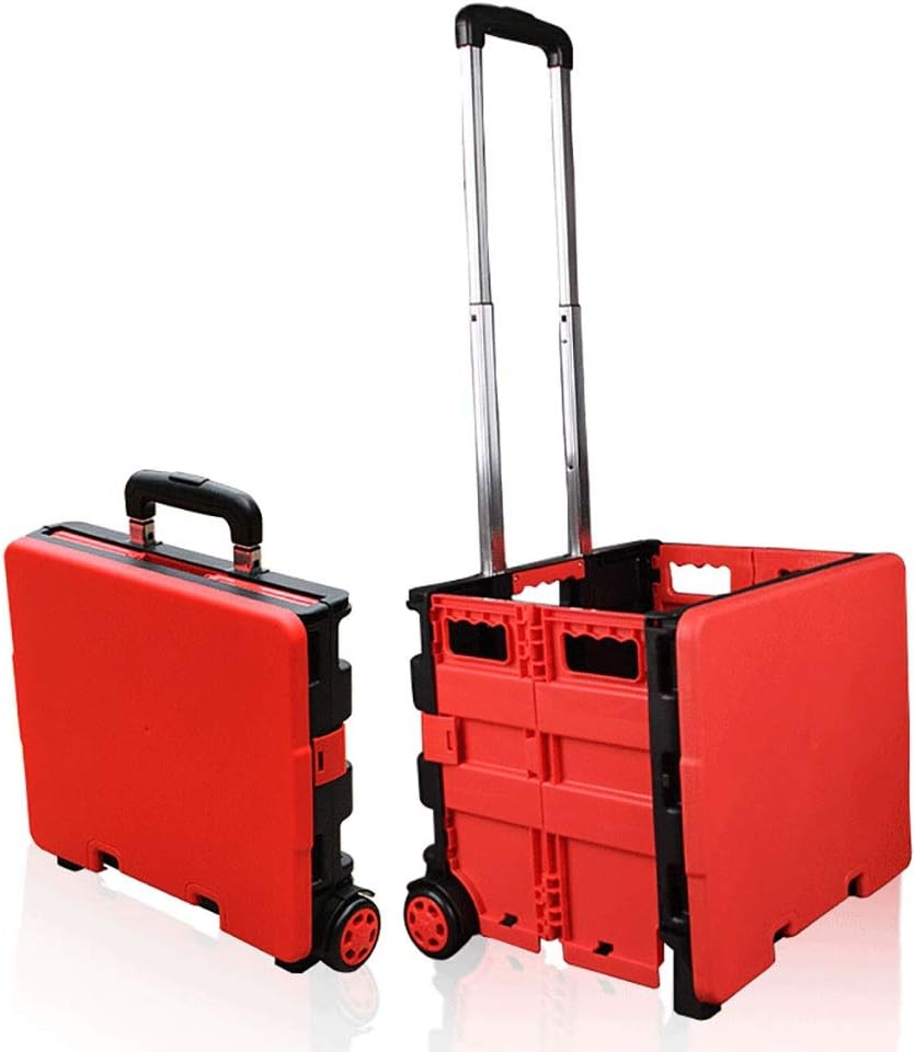 Movable Hand Trucks Cart Shopping Cart, Folding Car Boot Storage Box with 2 Wheels Shopping Grocery Cart Travel Portable Basket for Camping Picnic Trolleys