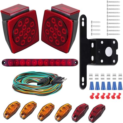 LIMICAR LED Trailer Lights, LED Trailer Light Kit, Boat Trailer Submersible Lights, Red/Amber Trailer Marker Lights, 3rd Brake ID Light Bar, LED Trailer Lights Kit for Utility Trailer