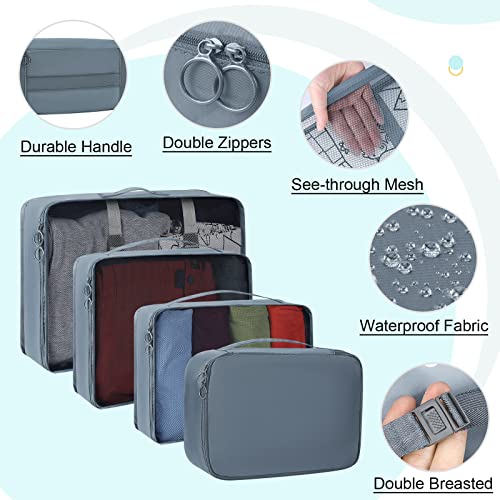 Packing Cubes For Travel, 9 Pcs Luggage Organizers Suitcases Packing Organizer Bags Set With Travel Accessories, Toiletries Bag, Laundry Bag And Shoe Bag For Women & Man,Grey #TOP2