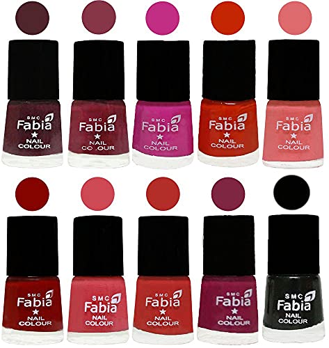 Image of ALL IN ONE (PACK OF 10), Long Lasting Glossy Nail Polish, 6 ml Each, All Vibrant Colours,02279