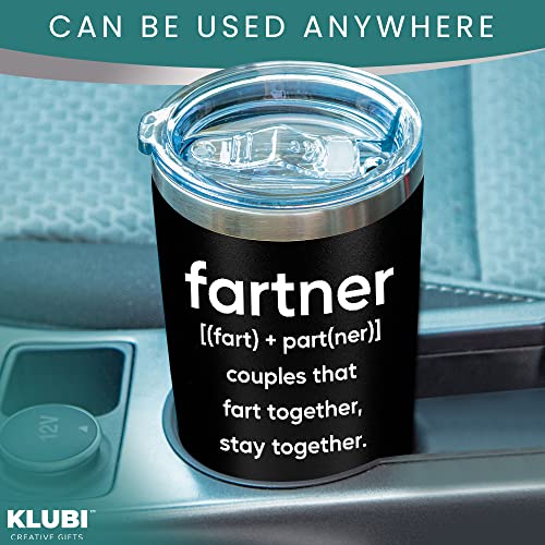 Klubi Anniversary For Him Her – “Fartner” 20Oz Stainless Steel Coffee Tumbler/Mug – Funny Gift Idea For Husband, Wife, Girlfriend, Boyfriend, Couples, Relationship #TOP4