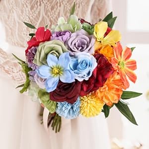 Artificial Flowers Combo Box Set Rainbow Colorful Fake Floral Arrangements Artificial Flower Bouquets Party Bridal Baby Shower Centerpieces Home Decor