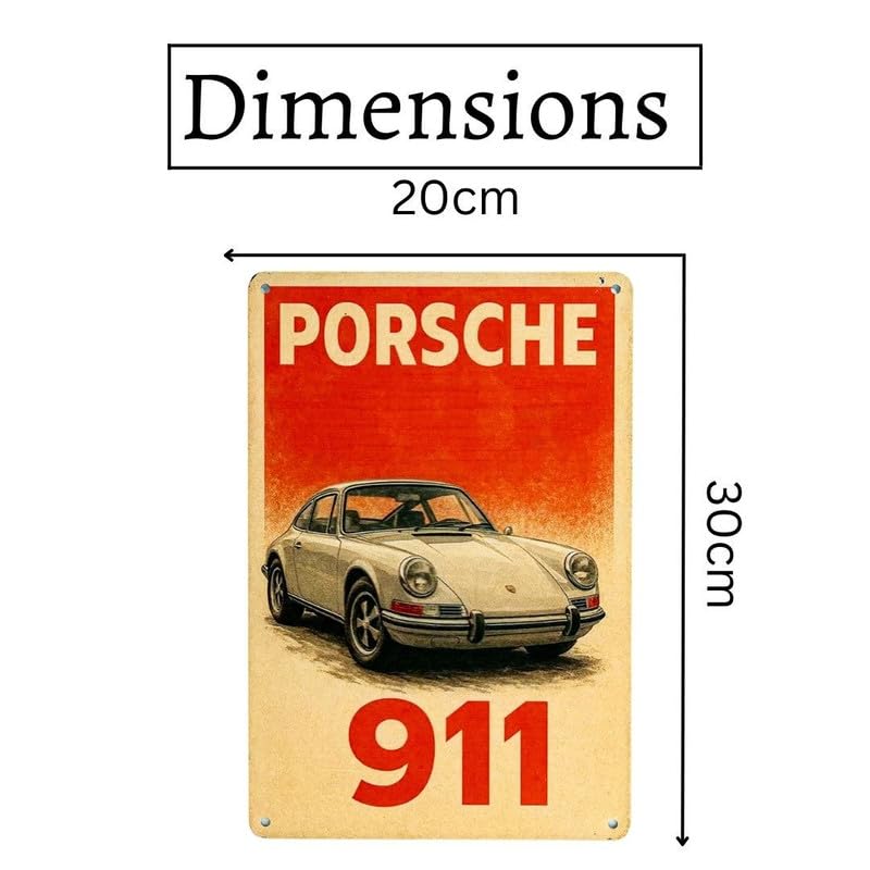 Image of Eazywagon Decorative Retro Metal Signs Wall Plate - 12x8 Inch (PORSCHE 911) | Weatherproof Vintage Metal Sign Plate for Cafe, Home, Bar, Garage | Decorative Wall Hanging Sign Board