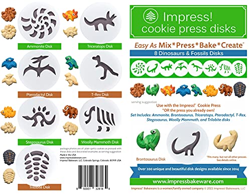 Dinosaurs & Fossils 8 Disk Set for Cookie Presses