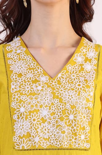 Image of W for Woman Solid Straight Pure Cotton Kurta
