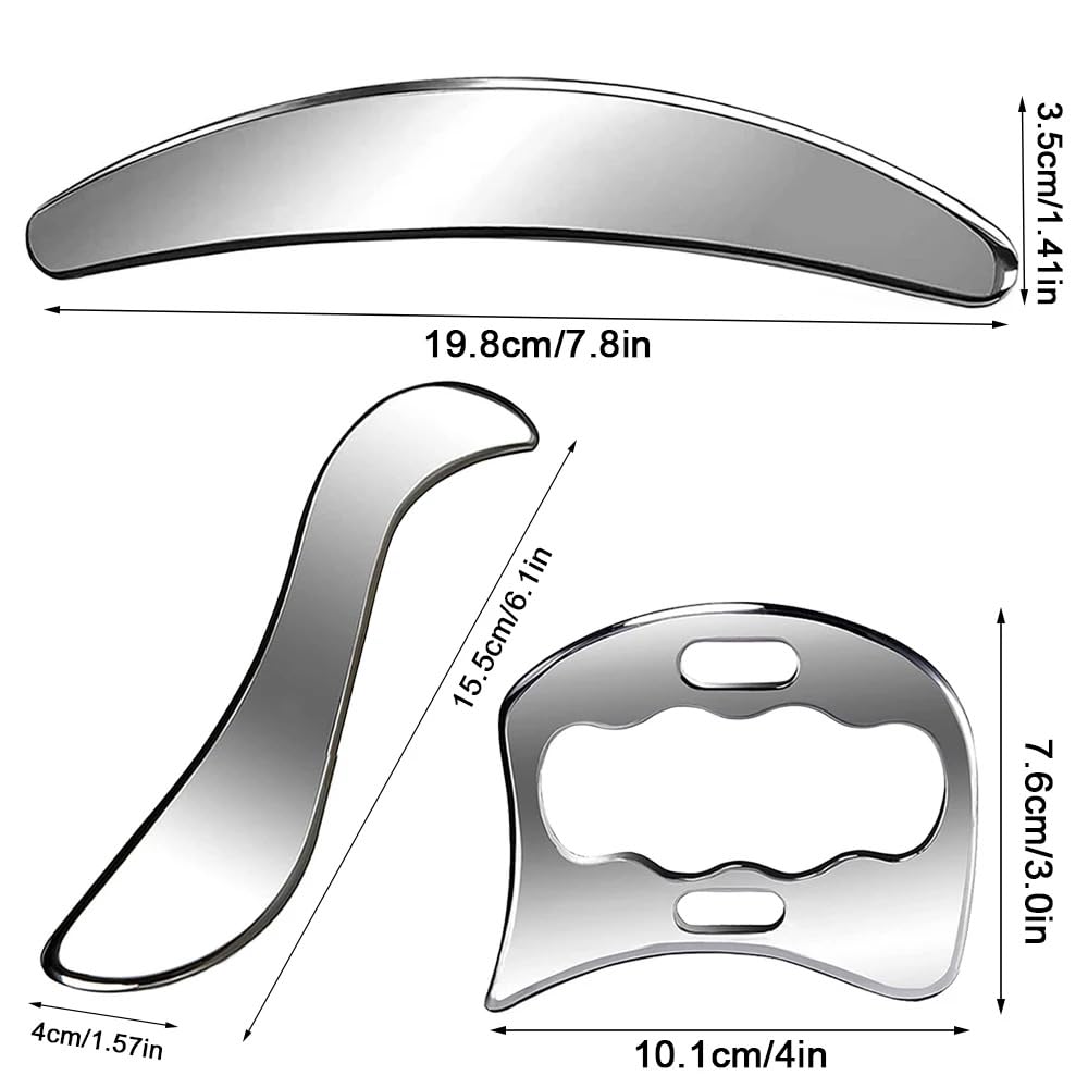 Gua Sha stal nierdzewna 3 w 1 narzędzie do masażu do fizykoterapii Derma Edge
