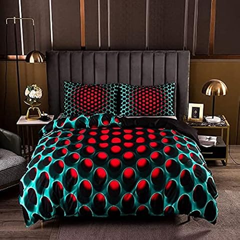 YHXSLY 3D Geometric Patterns Printed Softly Bedding Set Stereoscopic Dense Hole Warmly Duvet Cover Set 2/3Pcs with Pillow Case (King,Black) Cover