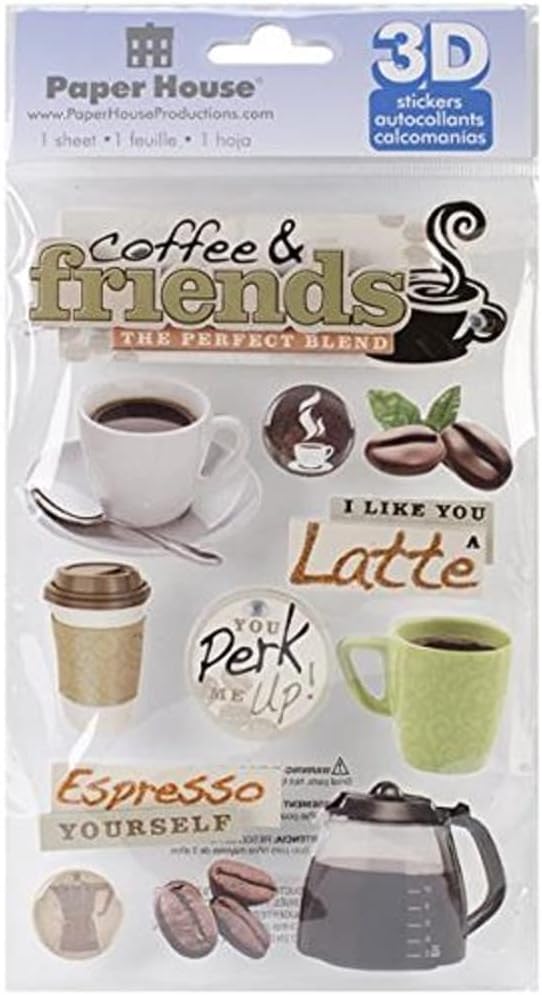 Paper House Productions STDM-154E 3D Stickers, Coffee Talk