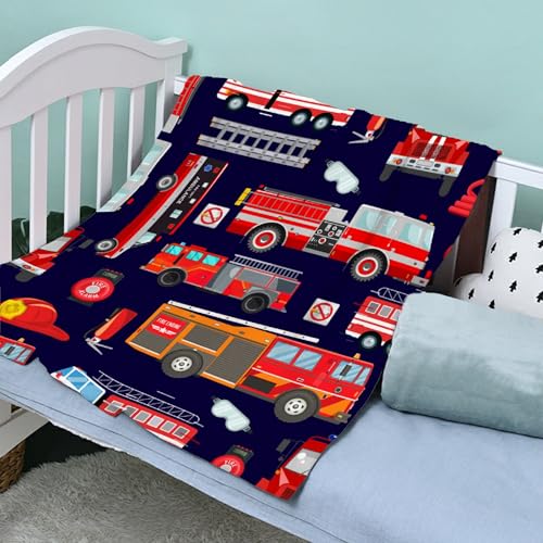 Image of Fire Trucks Firefighter Baby Blanket Gifts for Boys Girls Super Soft Blanket Swaddle Newborn Cozy Receiving Throw Stroller Throw 40x30 in for Puppy