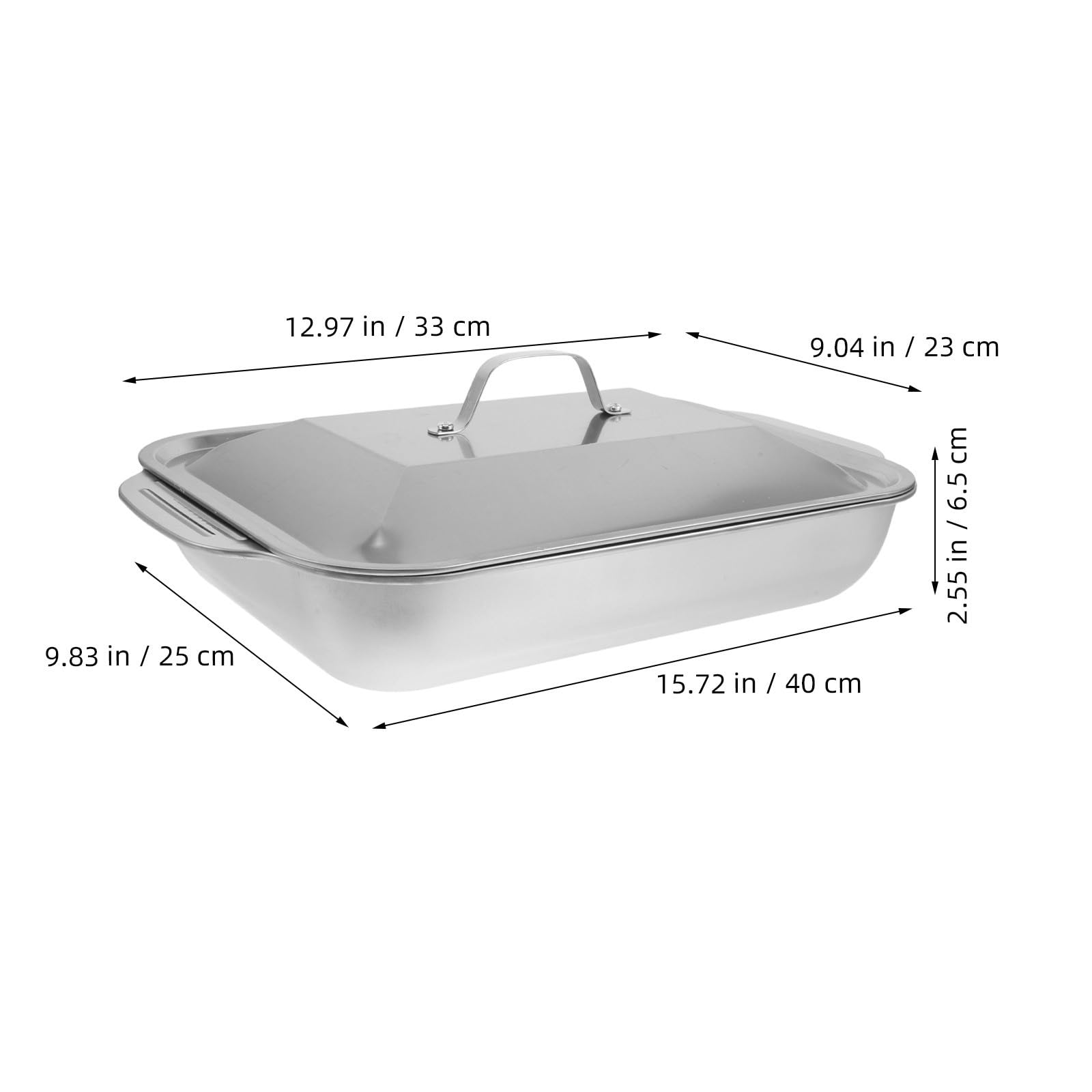 Zerodeko Sartén Rectangular de Acero Inoxidable para Asar Pescado con Estructura Profunda y Distribución Uniforme de Calor Adecuado para Cocina en Casa o Restaurante