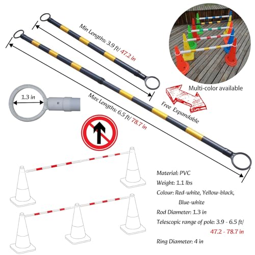 Barre de signalisation rétractable et réglable bleue et blanche Coping - 3