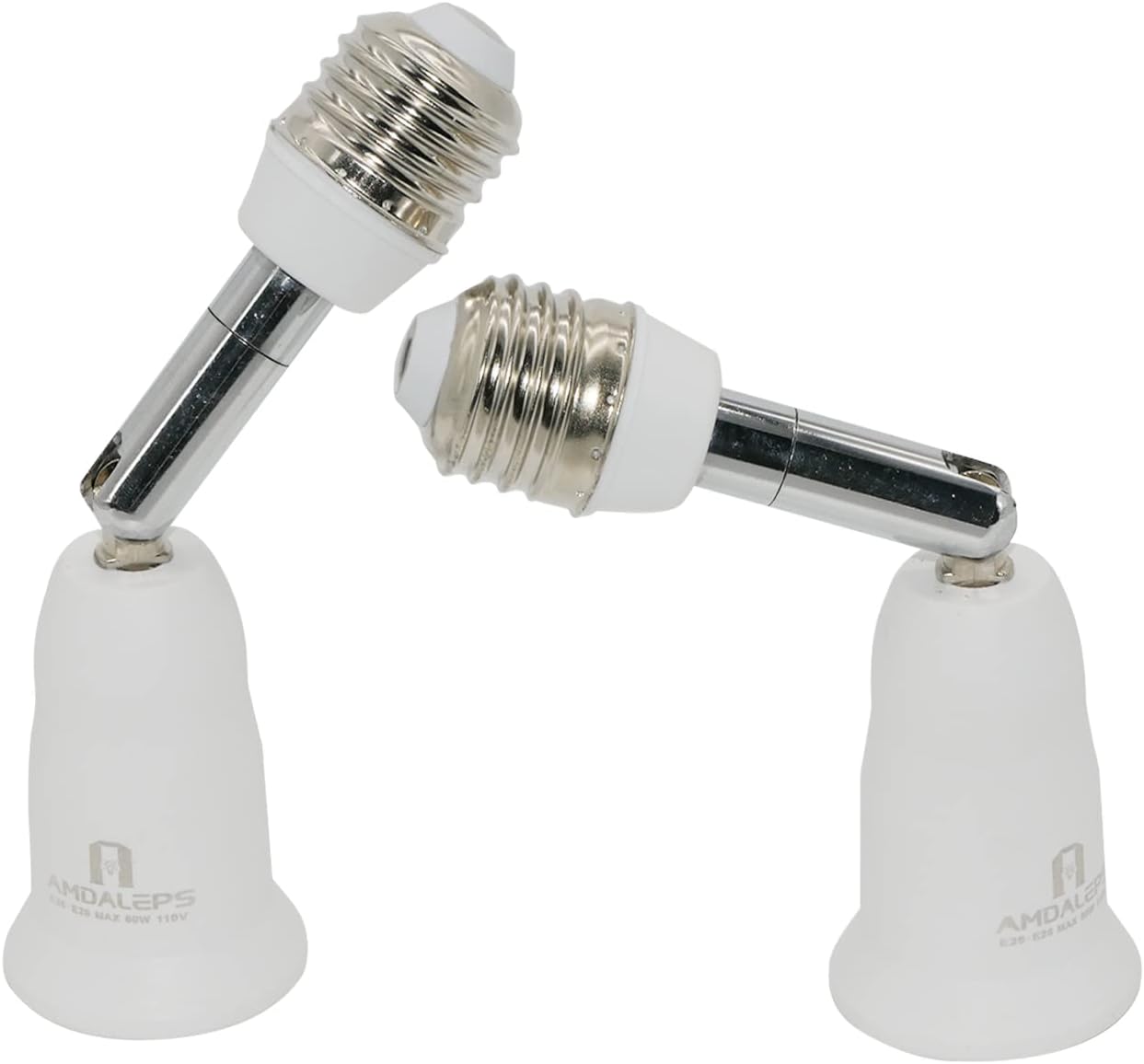 E26/E27 Light Socket Extender 4.5 inch Light Bulb Socket Adapter Flexible Adjustable 180° Bendable 360° Light Socket Extension Converter (2 Pack)