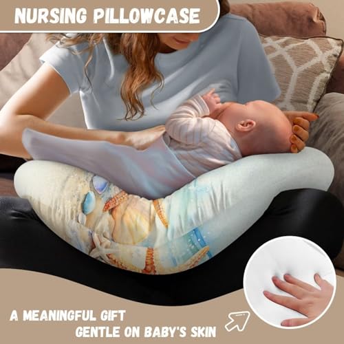 Image of Beach Baby Nursing Pillow Cover Removable Breathable Breastfeeding Pillow Slipcover, Stretchy Nursing Pillow Case Fits Snug On Infant