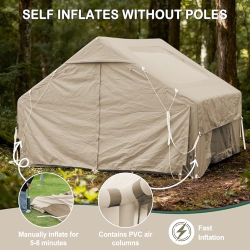 Image of Inflatable Tents for Camping,Easy Blow Up Tent with Hand Pump,4 Seasons Waterproof Air Inflatable Camping Tent House for Family Weekend Camping
