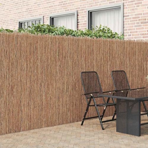 QJBSAVVA Brushwood-Zaun Braun 400 x 180 cm faltbarer Gartenzaun aus Bast rustikaler Sichtschutz für Terrasse Balkon und Beet schnelle Montage ohne Werkzeug