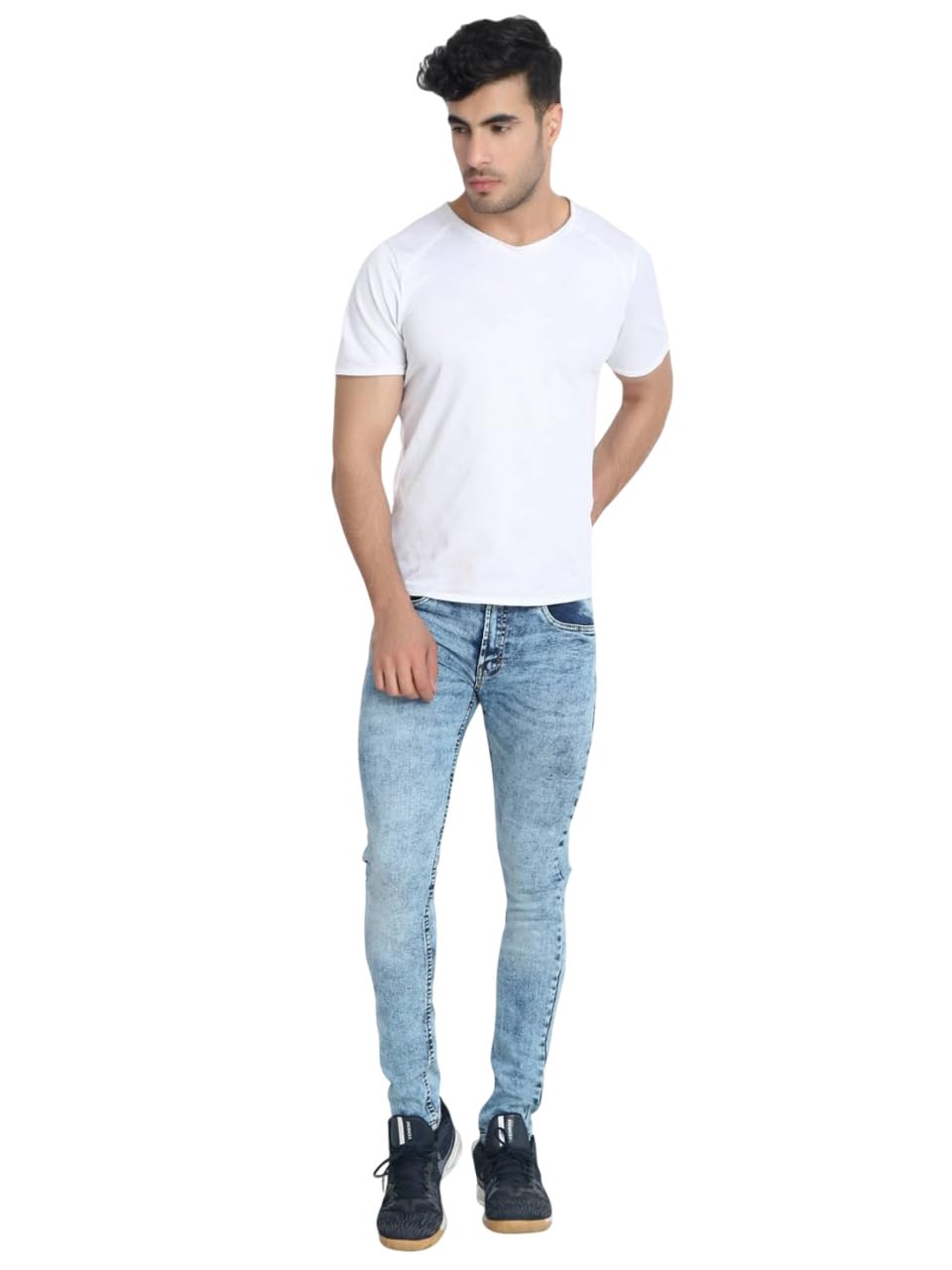 kotty Men's Solid Blue Alps Button Skinny Fit Jeans-picture-23