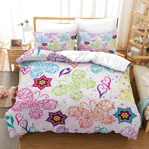 Housse de couette papillons lit single 135x200cm infroissable et douce - 2