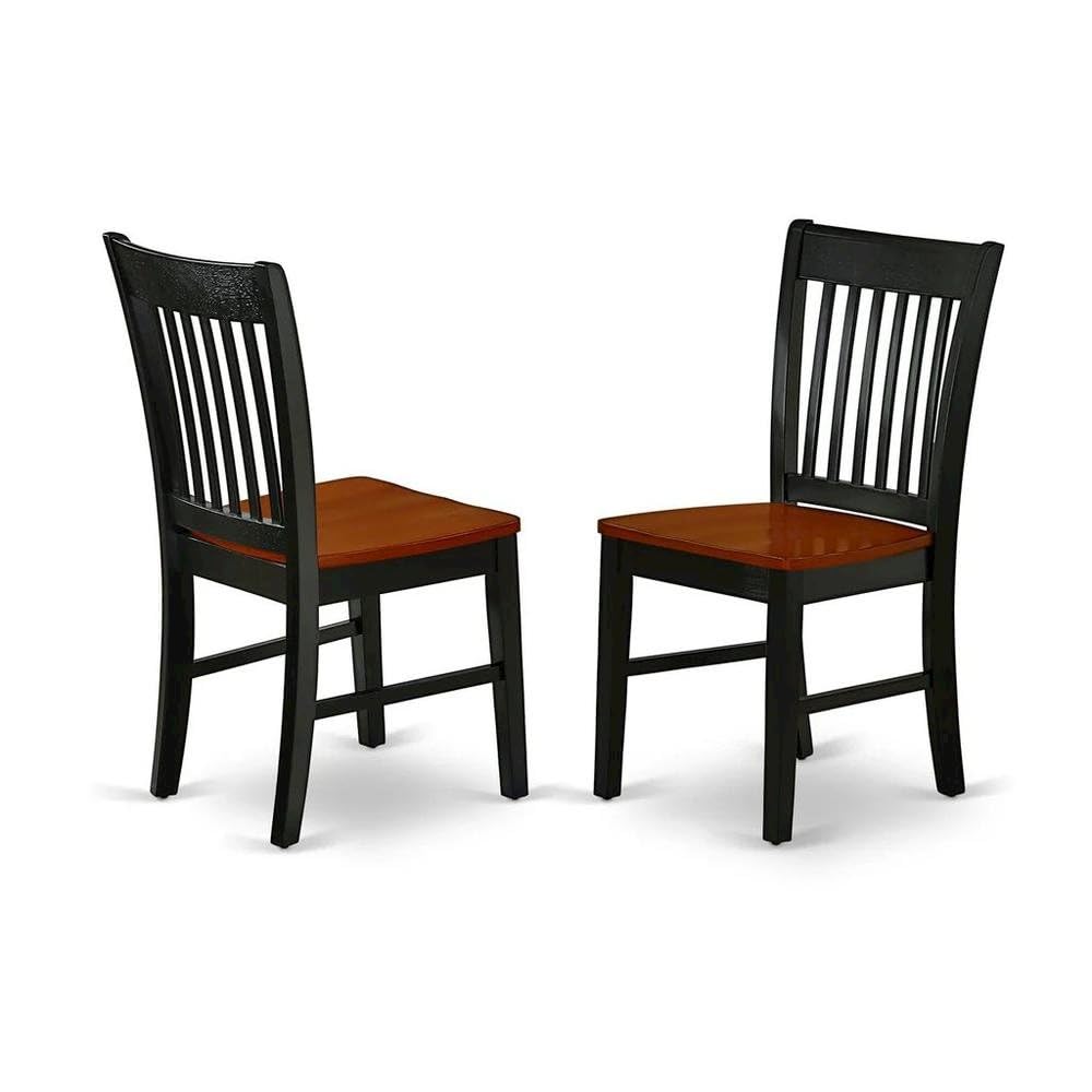 Wooden Dining Chair with Ladder Back by Furnifact – Wood, Black & Cherry, Pack of 2