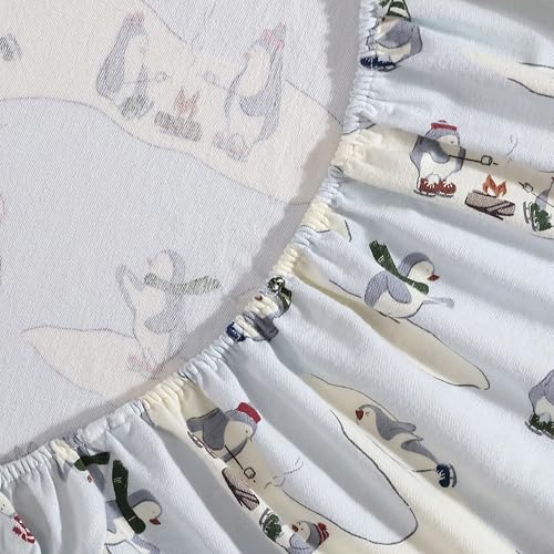Image of Eddie Bauer - Twin Sheets, Cotton Flannel Bedding Set, Brushed For Extra Softness, Cozy Home Decor (Skating Penguin, Twin)