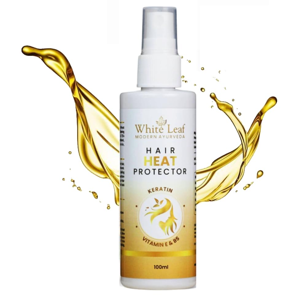 White Leaf Heat Protection Spray For Hair Straightening For Women (100 ml) Keratin and Argan Oil | Controls Frizz, and Breakage | 100% Vegan and Natural - Paraben and Sulfate Free