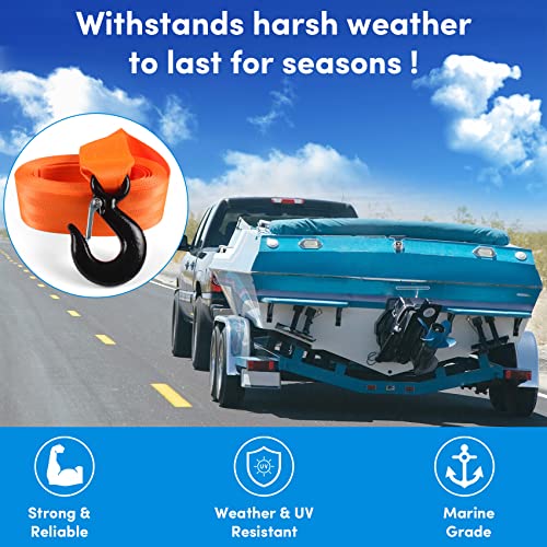 Boat Winch Strap With Hook,Winch Strap For Boat Trailer,Boat Trailer Winch Strap 2 Inch X 20 Foot, Great For Boat, Truck, Jet Ski And Car Trailers Towing And Heavy Duty Equipment (Orange) #TOP6