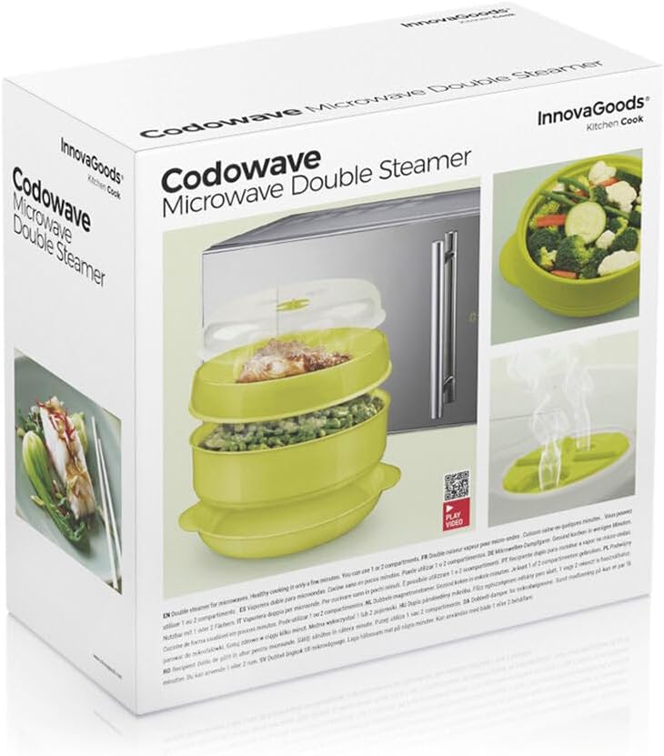 폭발했다 view of InnovaGoods Fresh Microwave Double Steamer components