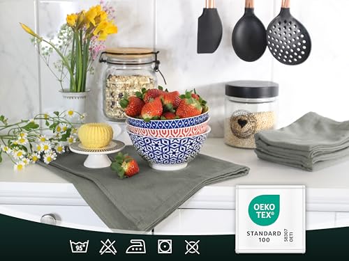 ZOLLNER 5 strofinacci, cotone-lino, 50x70 cm, super assorbenti, senza pelucchi - lavabili a 60°C - grigio scuro - qualità gastronomica - certificato Oeko Tex® - immagine 6