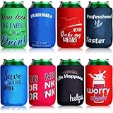 Insulated Neoprene Can Cooler Sleeves for Drink, Collapsible Beverages Drink Holders with Funny Quotes for Soda Cans, Bottles, Bbqs, Party Favors(8 Pcs,4.9 x 3.7 Inch)