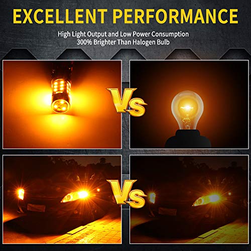 Opl5 2Pcs 1156 Led Bulb Amber Turn Signal Light Anti Hyper Flash Canbus Error Free 360Lm 42-Led Built-In Load Resistor 1156 Ba15S P21W 1141 1073 7506 1003 12V 150°Led Bulb(1156 Amber) #TOP3