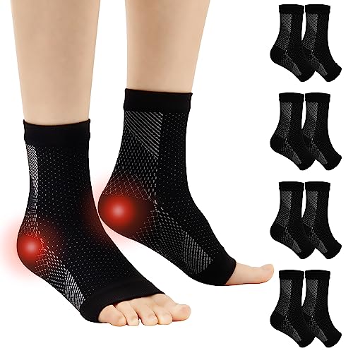 Home Holic 4 Paar Kompressionssocken Sprunggelenkbandage Professionelle Knöchelbandage für Damen Männer Bandage Fußgelenk für Plantarfasziitis Achillessehne Neuropathie