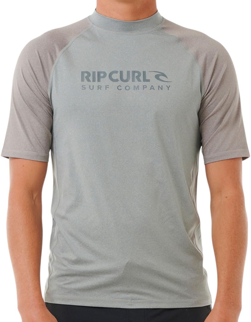 RIP CURL Mens Shock UV Short Sleeve Rash Vest 147MRV - Black Marled