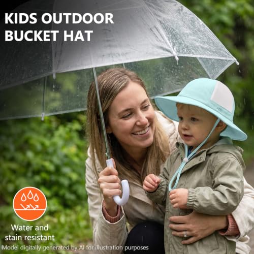 Image of BASSDASH Kids UPF 50+ Wide Brim Sun Hat for Summer Beach Outdoor