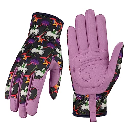 image of the Bamllum Leather Gardening Gloves with a breakdown of features and benefits