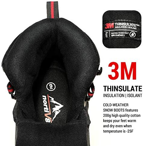 NORTIV 8 Men's A0014 Black Insulated Waterproof Construction Hiking Winter Snow Boots Size 15 M US | Image 1