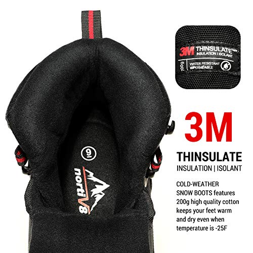 Nortiv 8 Men'S A0014 Black Insulated Waterproof Construction Hiking Winter Snow Boots Size 10.5 M Us thumb #1