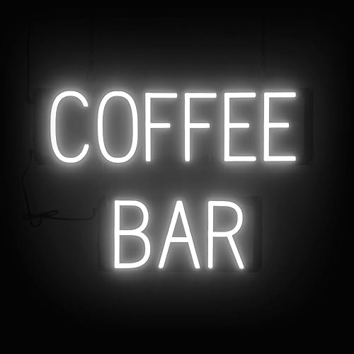 Miniatura 19 de SpellBrite Cartel de café | Letrero relacionado con bebidas de café con aspecto de neón, fuente de luz LED roja | 22.7 x 6.3 pulgadas Rojo