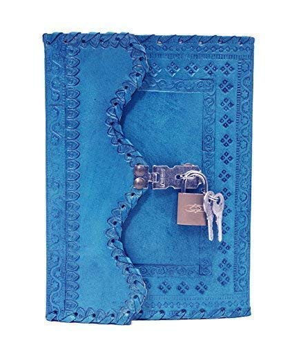 Image of Vintage Fashion Leather Diary For Men Genuine Antique Handmade Office Use Paper Notebook Journal With Craft Lock And Key Boy And Girl 7 X 5 Inch, 200 Pages