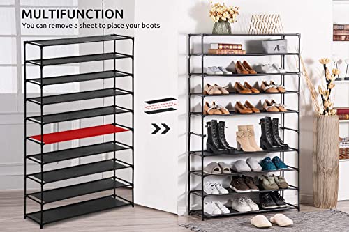 Youdesure 10 Tiers Shoe Rack, Large Shoe Rack Organizer For 50 Pairs, Space Saving Shoe Shelf, Non-Woven Fabric Shoe Storage Cabinet (Black) #TOP1