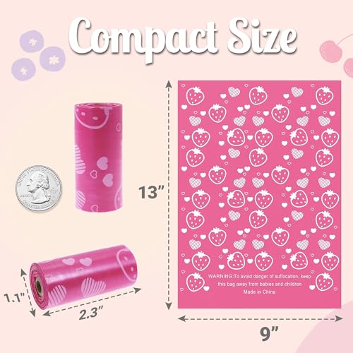 Eyryfui Sanitary Napkin Disposal Bags with Dispenser Feminine Hygiene Disposal Bags for Tampons Trash Bag, Personal Care Sanitary Bag for Women Privacy Handling (Pink)